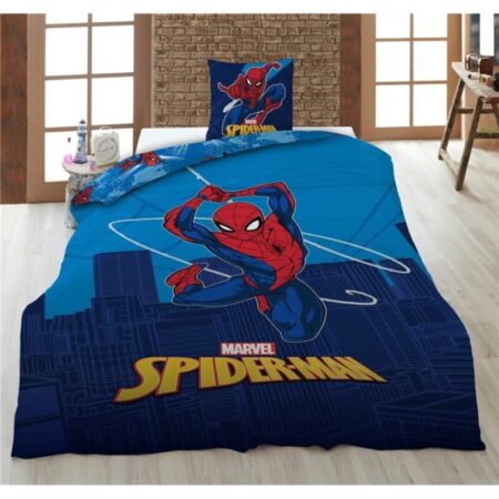 Spiderman Dekbedovertrek Spider-Man Blauw - 140 x 200 cm - 65 x 65 cm - Polykatoen