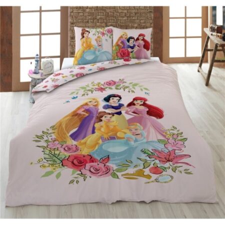 Disney Princess Dekbedovertrek Klassieke Prinsessen - 135 x 200 cm (Duitse maat) - 80 x 80 cm - 100% katoen