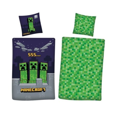 Minecraft Dekbedovertrek Creeper SSS - 135 x 200 cm (Duitse maat) - 80 x 80 cm - Polykatoen