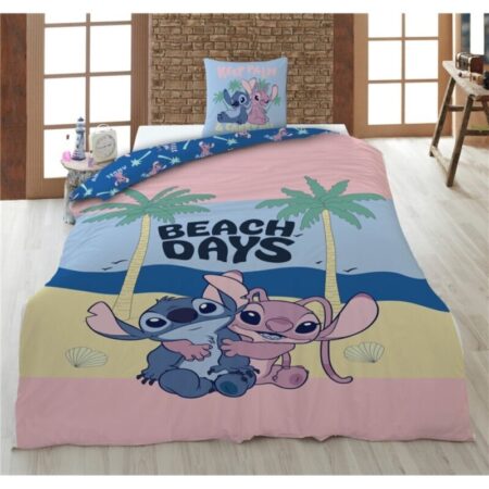 Lilo en Stitch Dekbedovertrek Beach Days - 135 x 200 cm (Duitse maat) - 80 x 80 cm - 100% katoen