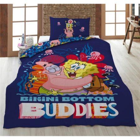 Spongebob Dekbedovertrek - 160 x 210 cm (Zwitserse maat) - 65 x 100 cm - 100% katoen