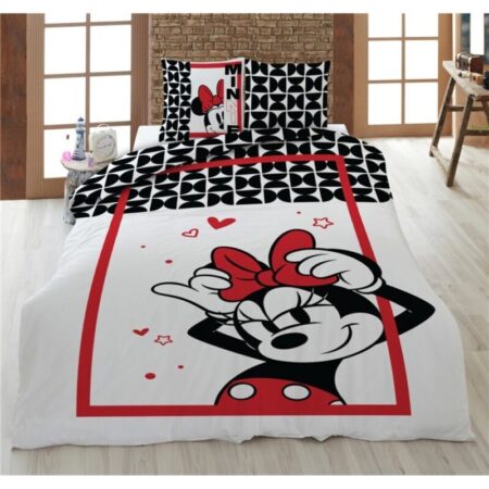 Disney Minnie Mouse Dekbedovertrek - 160 x 210 cm (Zwitserse maat) - 65 x 100 cm - 100% katoen