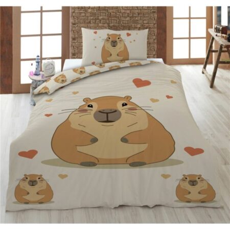 Capybara Dekbedovertrek - 160 x 210 cm (Zwitserse maat) - 65 x 100 cm - 100% katoen