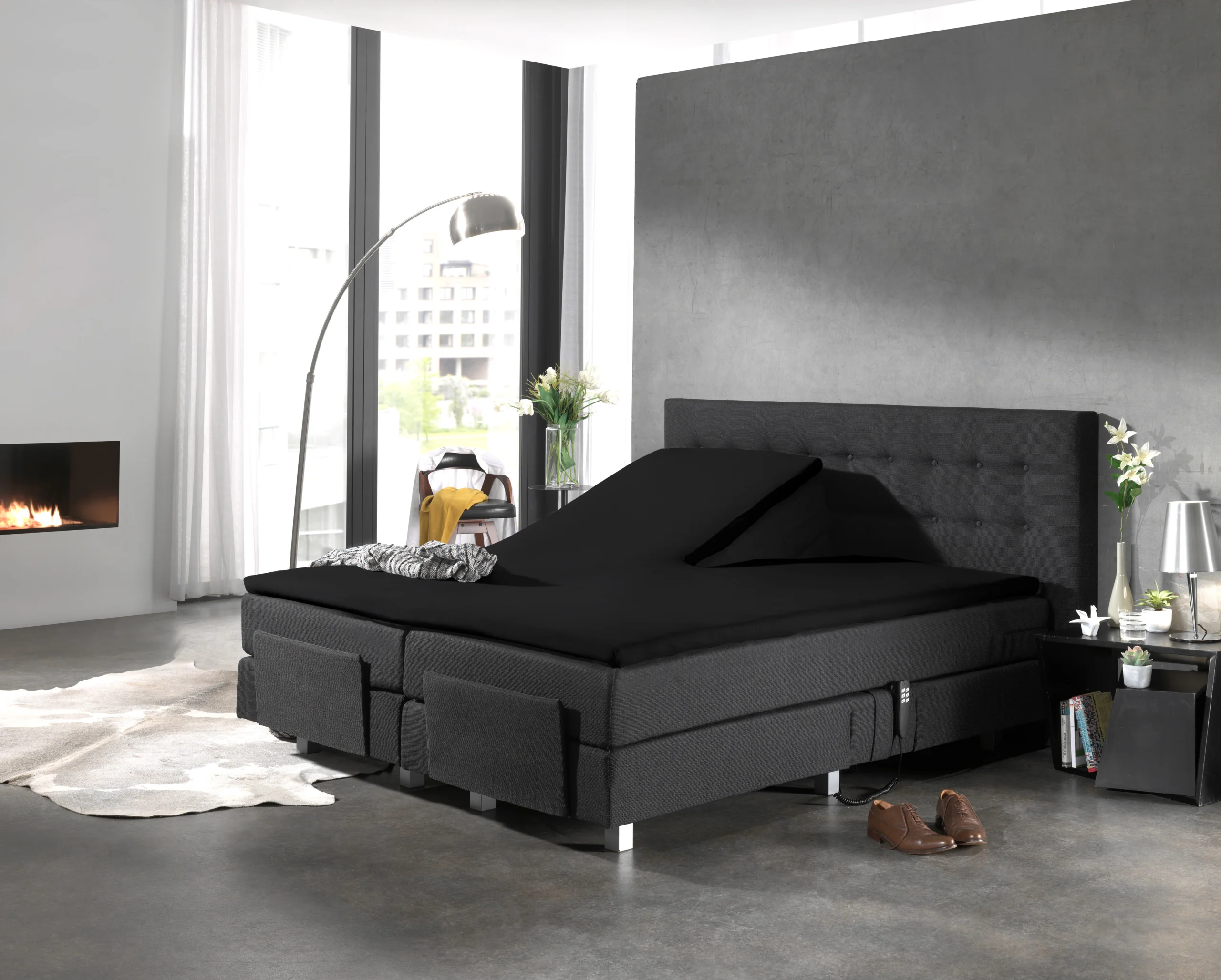 Dreamhouse Splittopper Katoen Hoeslaken Zwart 200 x 220 cm