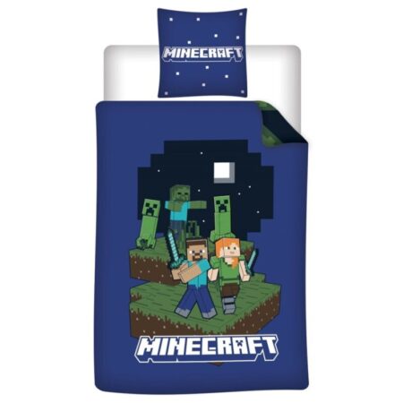 Minecraft Dekbedovertrek night blue  - 140 x 200 cm - 65 x 65 cm -  Polyesten