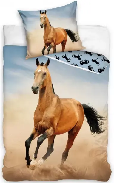 Paarden Gallop dekbedovertrek - (140x200 cm) - Katoen