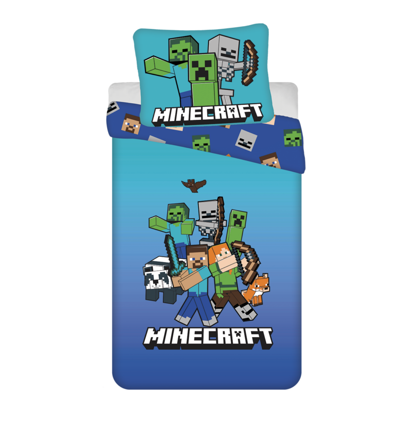 Minecraft Dekbedovertrek blauw - 140 x 200 cm - 70 x 90 cm - Polyester - pre orer - pre order
