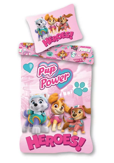 Paw Patrol Pup Power peuterdekbedovertrek - roze - 100 x 135 cm - 40 x 60 cm