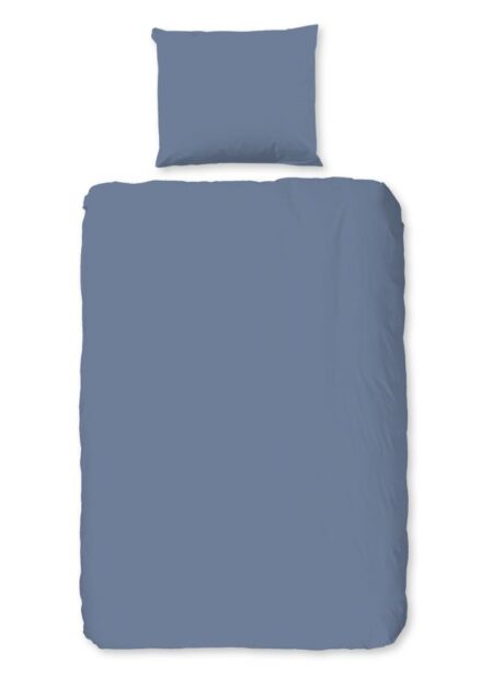 Good Morning Dekbedovertrek "Uni" - Blauw - (140x220 cm) - 100% Katoen