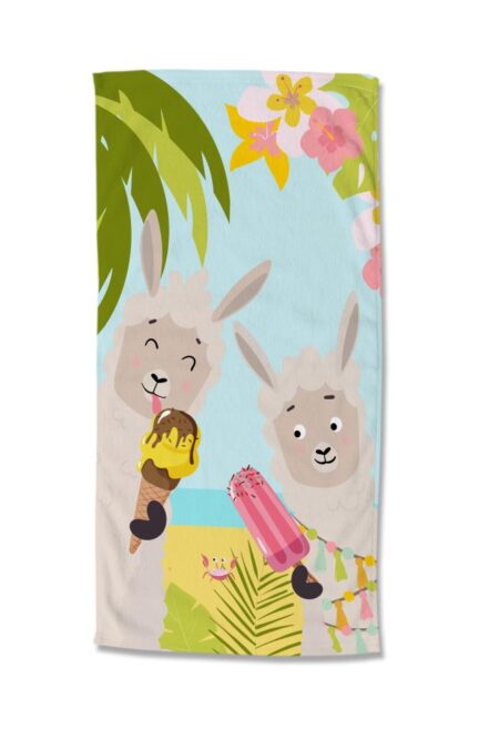 Good Morning Kinderstrandlaken "Happy lamas" - Multi - (75x150 cm) - 100% Polyester