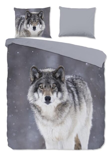 Good Morning Dekbedovertrek "Wolfie" - Grijs - (260x220 cm) - 100% Katoen
