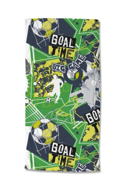 Good Morning Kinderstrandlaken "Goaltime" - Groen - (75x150 cm) - 100% Polyester