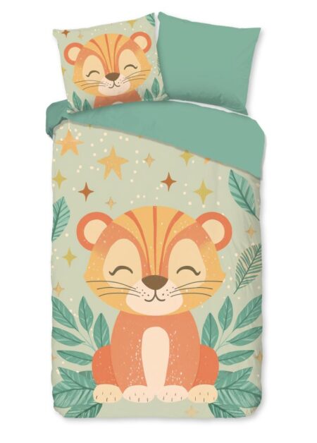 Pure Kinderdekbedovertrek "Thijn" - Groen - (140x220 cm) - 100% Polyester