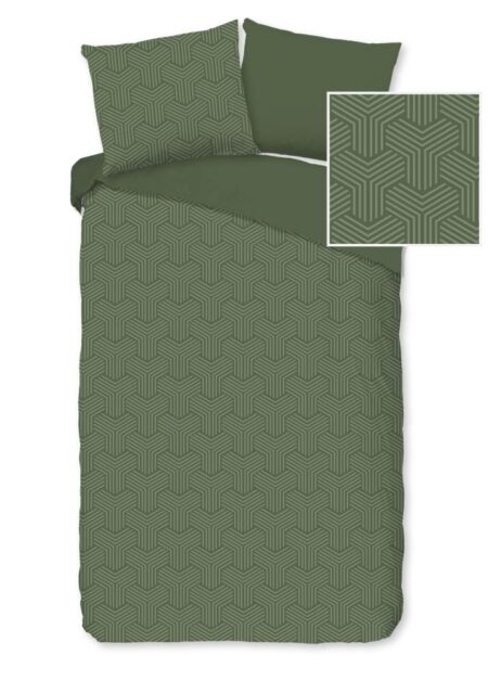 Pure Dekbedovertrek "Groningen" - Groen - (140x220 cm) - 100% Polyester