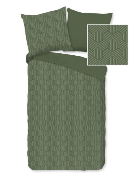 Pure Dekbedovertrek "Groningen" - Groen - (200x200 cm) - 100% Polyester