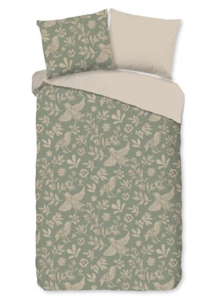 Good Morning Dekbedovertrek "Odette" - Groen - (140x220 cm) - 100% Katoen