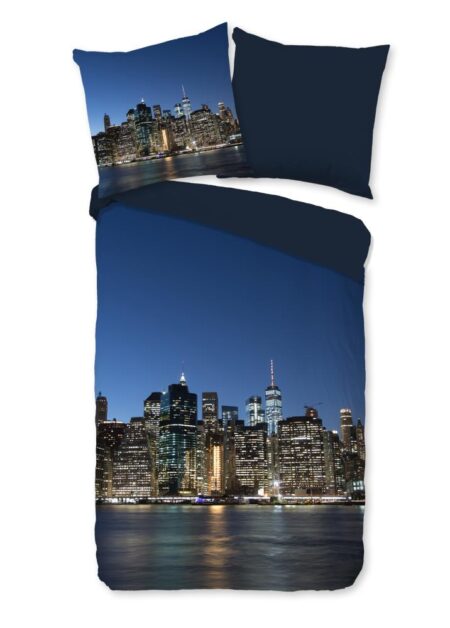 Pure Dekbedovertrek "NY City" - Blauw - (135x200 cm) - 100% Polyester