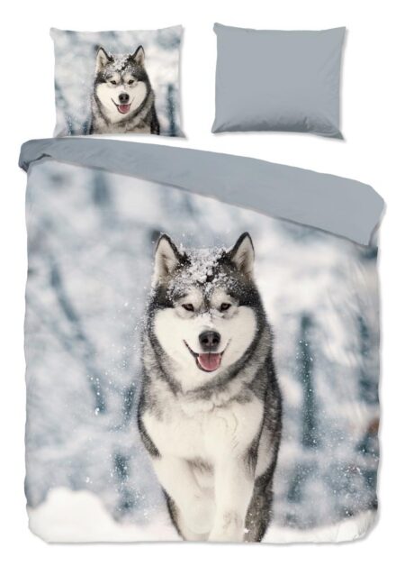Good Morning Dekbedovertrek "Husky" - Grijs - (200x220 cm) - 100% Katoen
