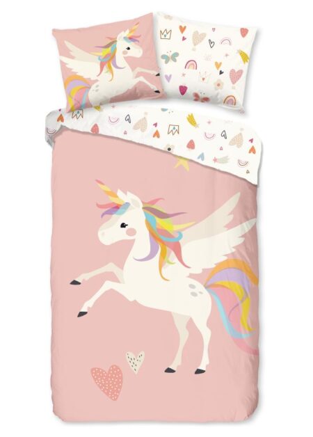 Good Morning Kinderdekbedovertrek "Unicorn" - Multi - (140x220 cm) - 100% Katoen