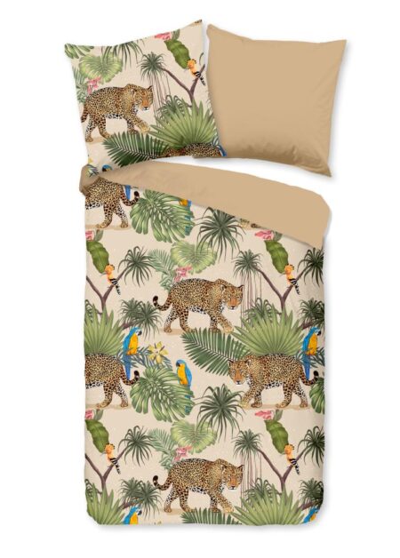 Good Morning Dekbedovertrek "Tropical" - Bruin - (140x200 cm) - 100% Katoen