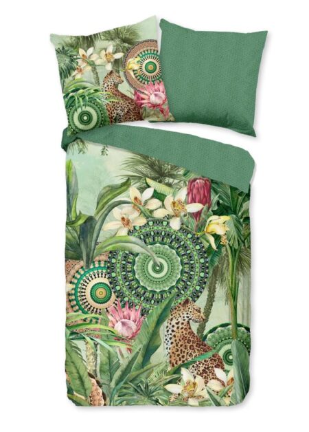 HIP Dekbedovertrek "Abhita" - Groen - (155x220 cm) - 100% Katoen