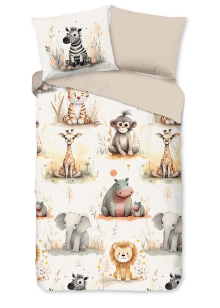 Pure Kinderdekbedovertrek "Pete" - Bruin - (140x220 cm) - 100% Polyester