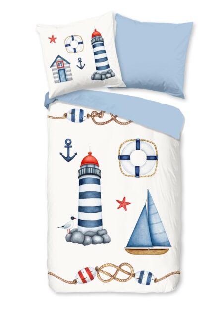 Pure Kinderdekbedovertrek "Maritime" - Blauw - (135x200 cm) - 100% Polyester