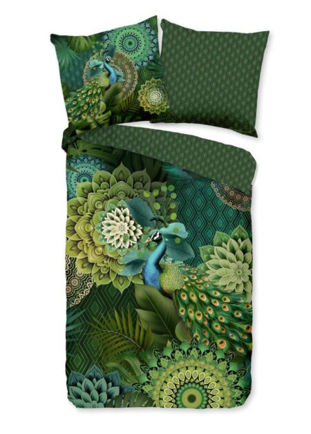 HIP Dekbedovertrek "Agatha" - Groen - (200x200 cm) - 100% Katoen