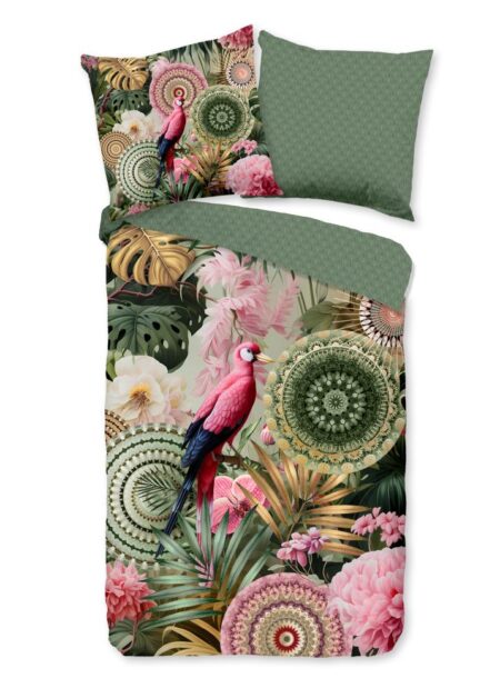 HIP Dekbedovertrek "Palay" - Groen - (155x220 cm) - 100% Katoen
