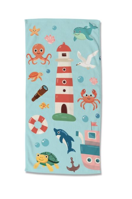 Good Morning Kinderstrandlaken "Sailor" - Blauw - (75x150 cm) - 100% Polyester