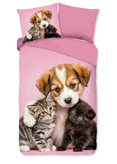 Pure Kinderdekbedovertrek "Amis" - Roze - (140x220 cm) - 100% Polyester