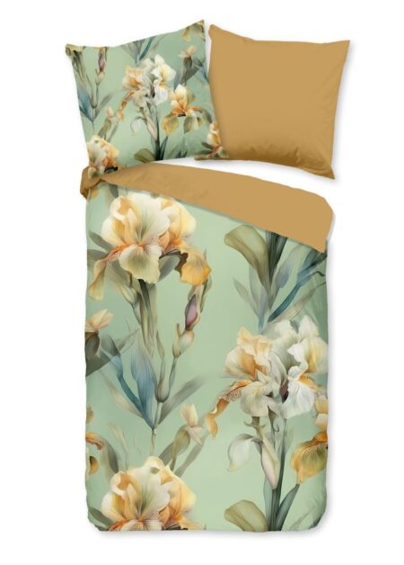 Good Morning Dekbedovertrek "Iris" - Groen - (135x200 cm) - 100% Katoen