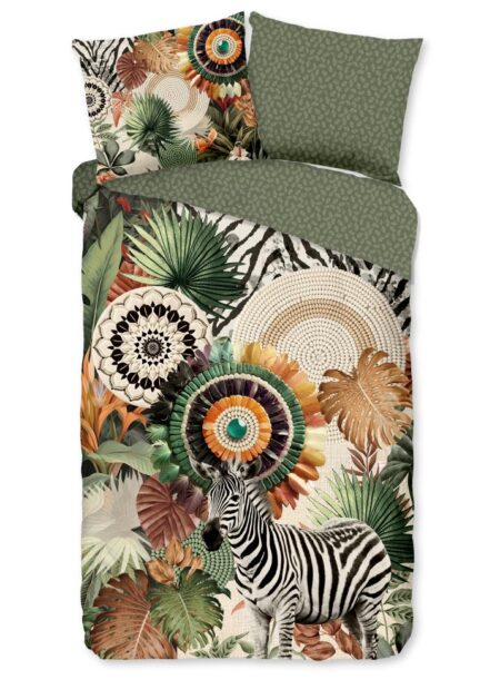 HIP Dekbedovertrek "Janay" - Groen - (140x220 cm) - 100% Katoen