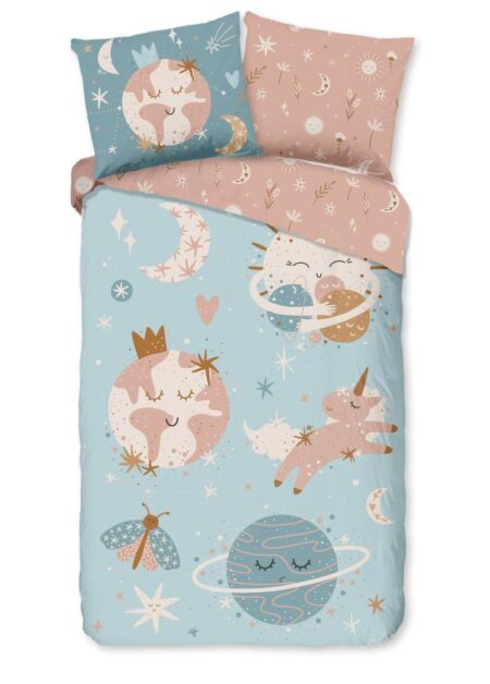 Good Morning Kinderdekbedovertrek "Universal" - Blauw - (140x220 cm) - 100% Katoen