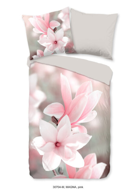 Pure Dekbedovertrek "magnolia bloemen" - Roze - (135x200 cm) - Microfiber