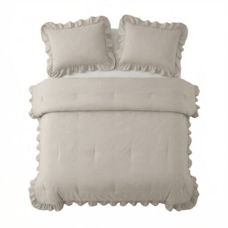 Sleeptime Lazy Dekbed Ruffles Taupe/Grijs 200 x 200 cm