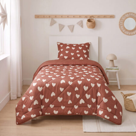 Sleeptime Lazy Kids Dekbed Hartjes Rood 140 x 200 cm