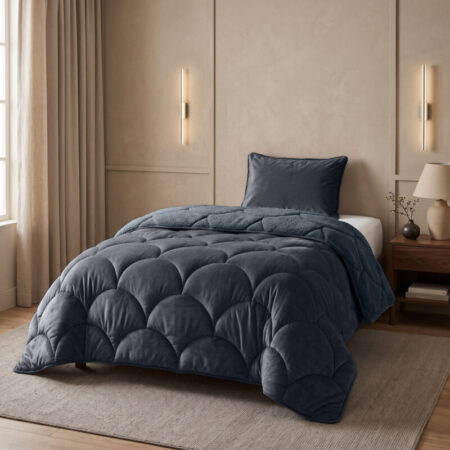 Sleeptime Lazy Teddy/Velvet  Antraciet 140x200cm + 1x60x70 cm