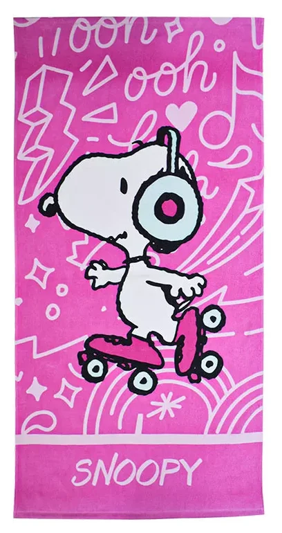Snoopy handdoek 70 x 140 cm roze