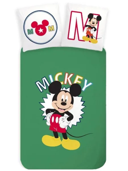 Mickey Mouse Dekbedovertrek Groen - Eenpersoons - 140 x 200 cm - Katoen