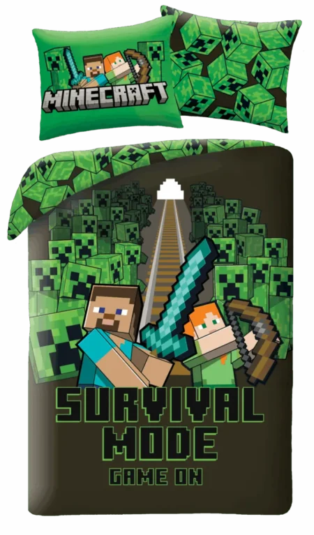 Minecraft Dekbedovertrek survival - 140 x 200 cm - 70 x 90 cm -  Polyester