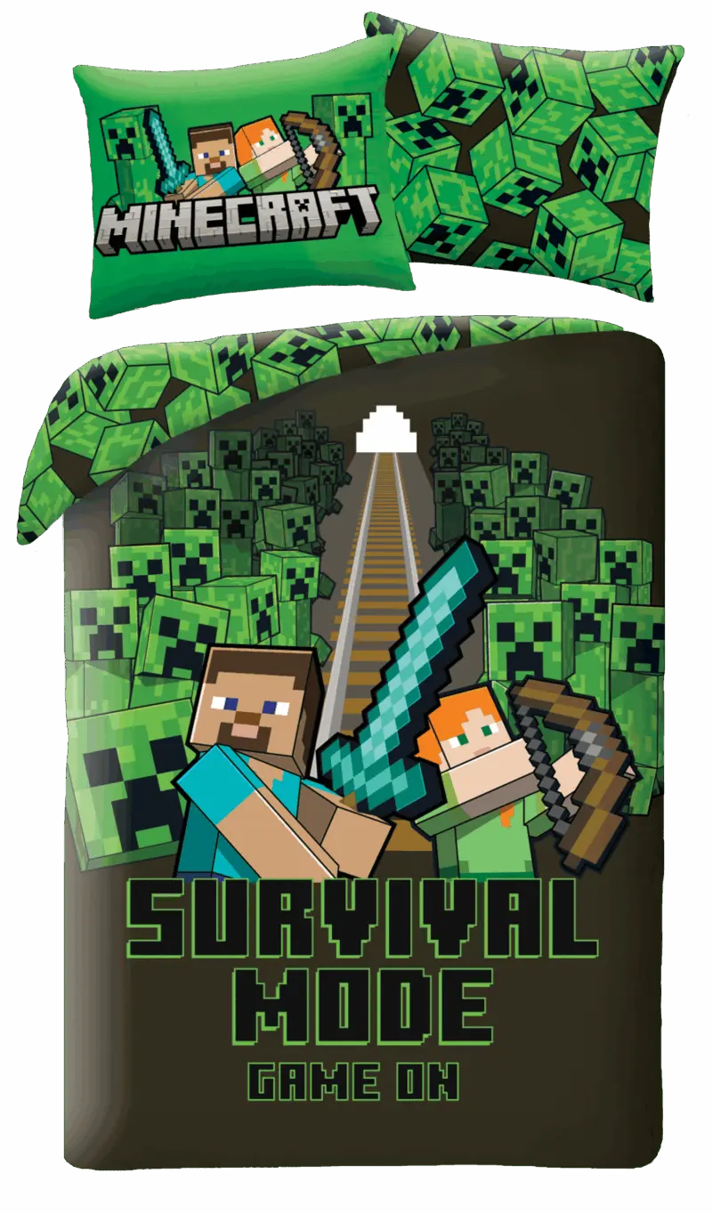Minecraft Dekbedovertrek survival - 140 x 200 cm - 70 x 90 cm - Polyester