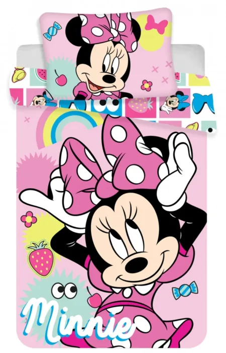 Disney Minnie Mouse peuterdekbedovertrek strik  - 100 x 135 cm - Katoen - roze