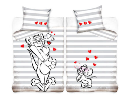 Tom & Jerry Dekbedovertrek Hartjes - 140 x 200 cm - 70 x 80 cm - Katoen